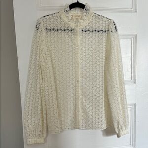 Sézane Cathy Shirt, Ecru Flower Lace, Like-New